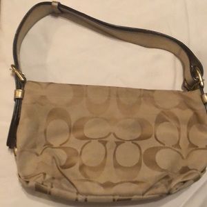 Tan/Gold Coach Shoulder Bag